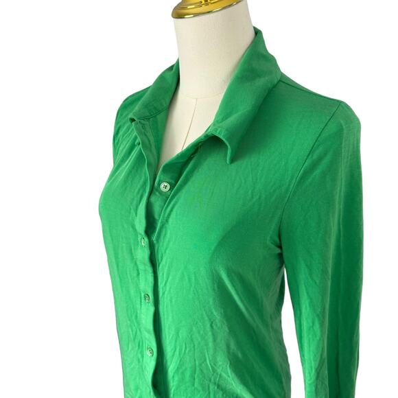Wilfred Aritzia Pose Green Button-Up Shirt Tencel Lyocell Demure Bold Maximalist - Picture 8 of 13